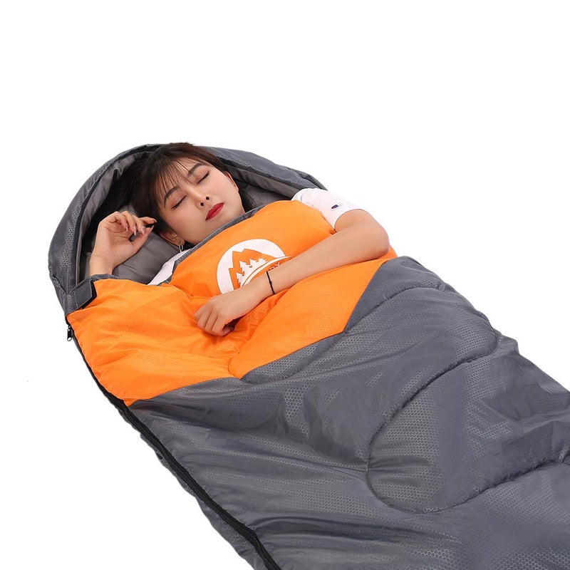 SWTMERRY Sleeping Bag 3 Seasons (Summer, Spring, Fall) Warm & Cool Weather - Lightweight,Waterproof Indoor & Outdoor Use for Kids, Teens & Adults for Camping Hiking, Backpacking (Grey Orange) - Image 4